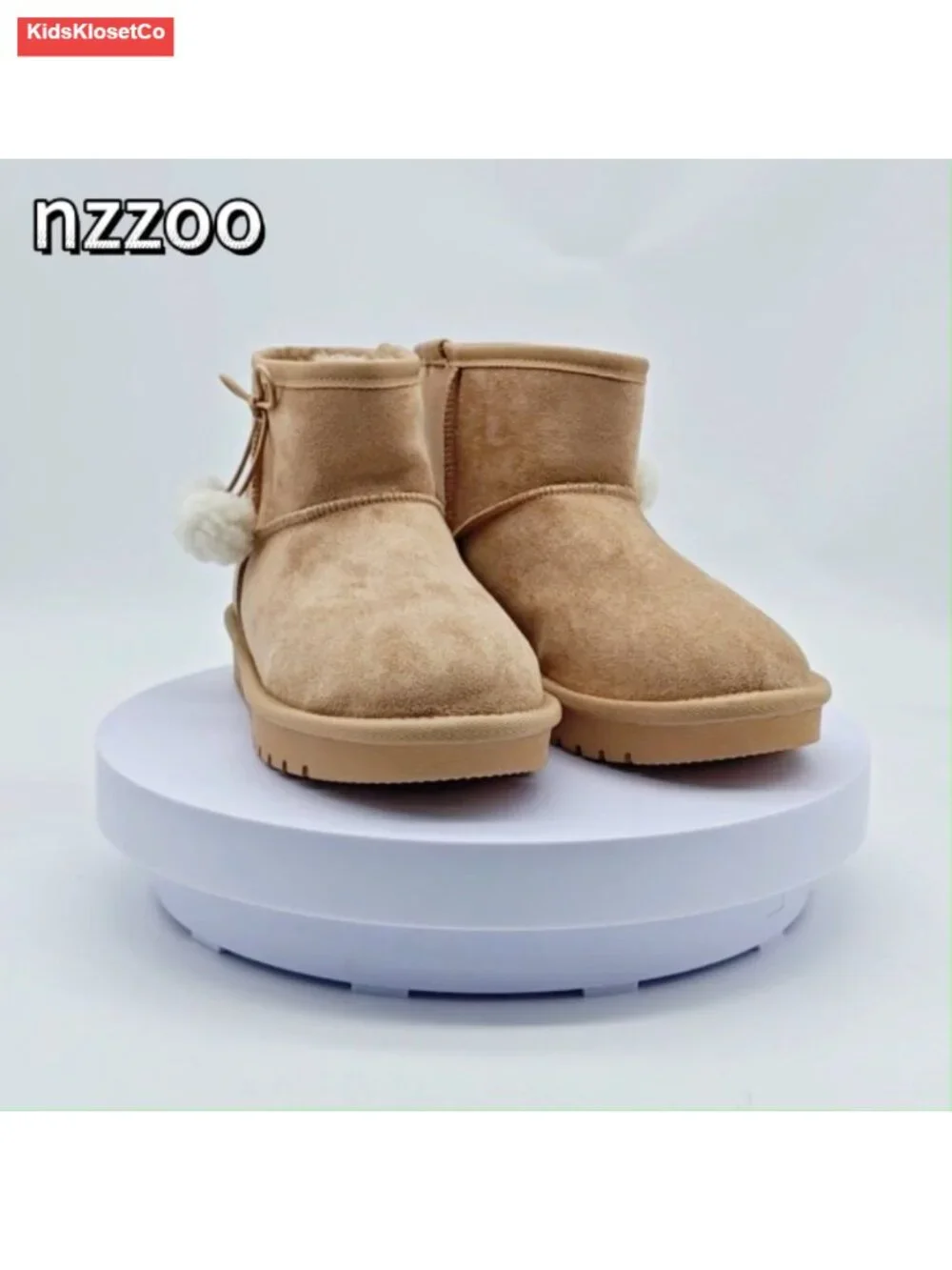 Kids Snow Boots Faux Suede Fur Lined Slip On Ankle Winter Boot